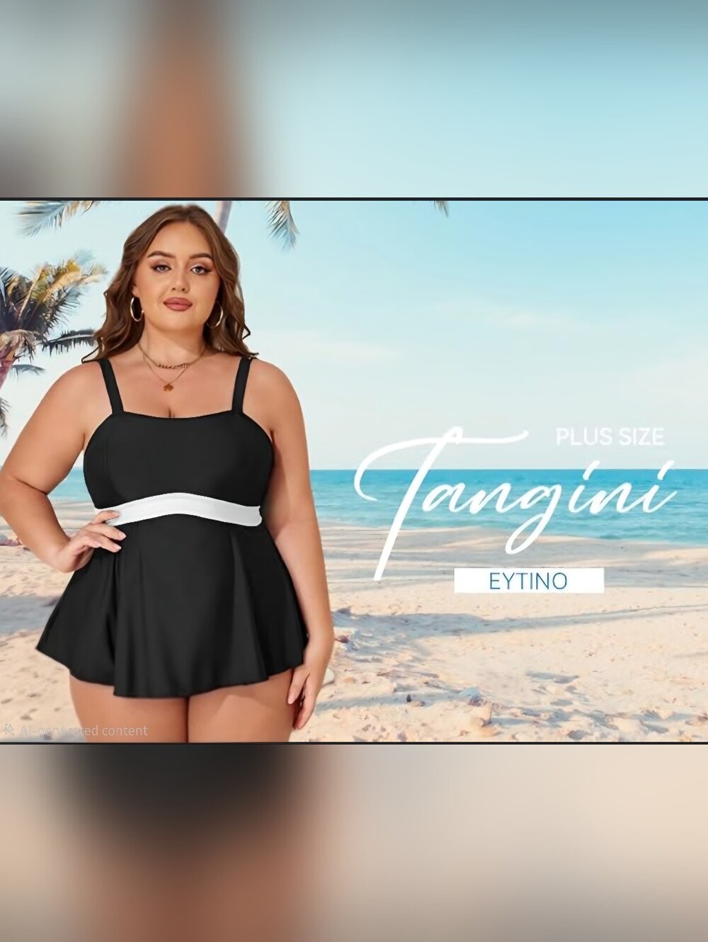 Eytino Plus Size Tankini Swimsuit‎ Set 4X Ruched High Waist Bottoms